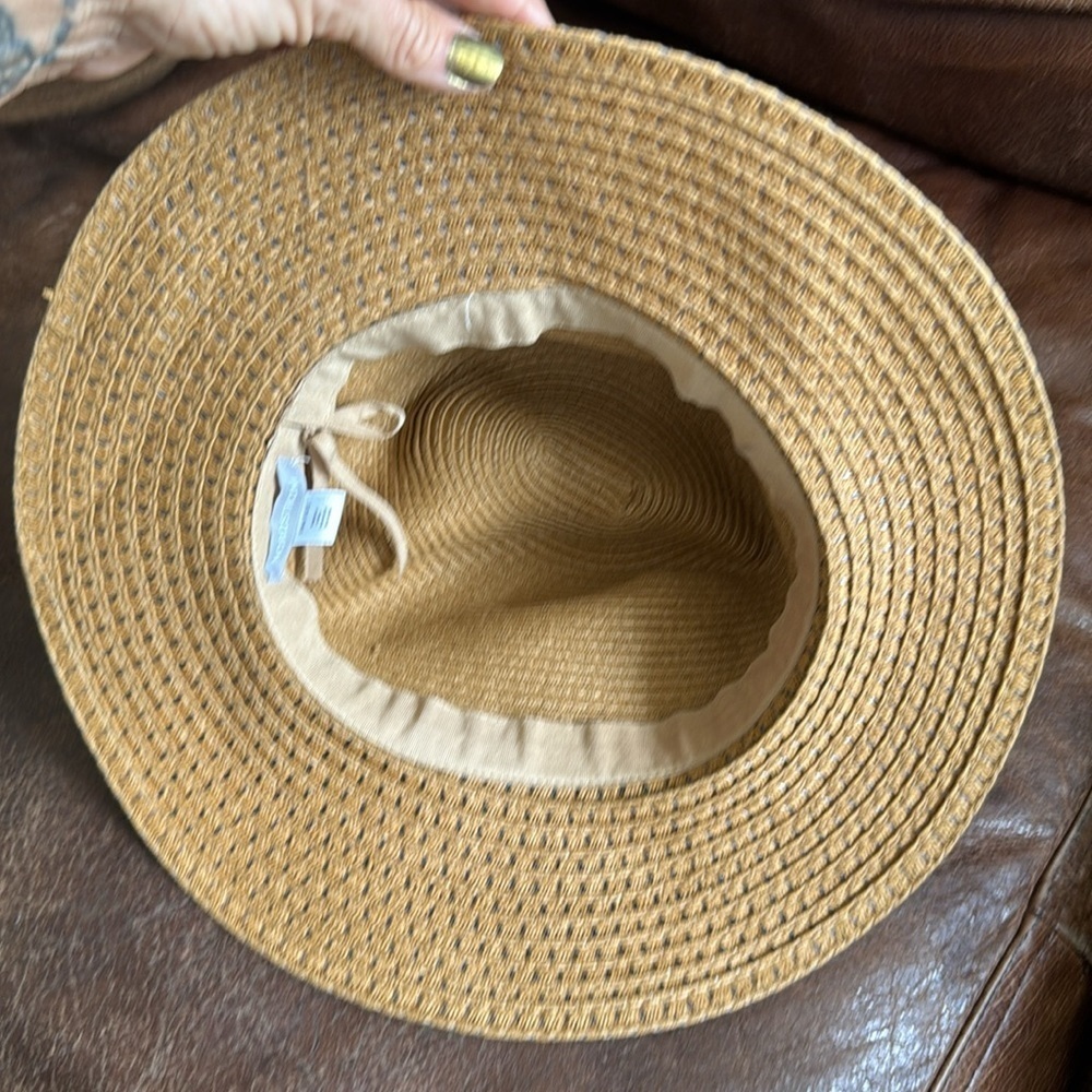 Nordstrom Straw Fedora Hat with Black Band - Picture 2 of 7